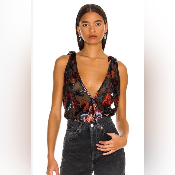 Free People Tops - Free People | Tied to You Floral Velvet Tank in Dark Combo